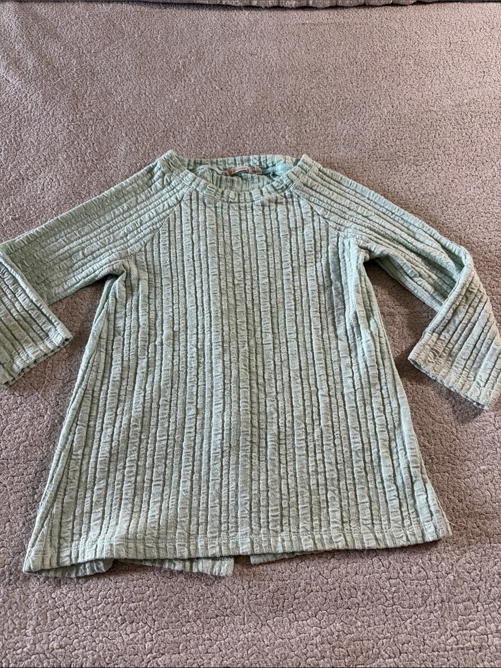 Soft Surroundings Seafoam Ribbed Tunic Top Back Button Details Medium